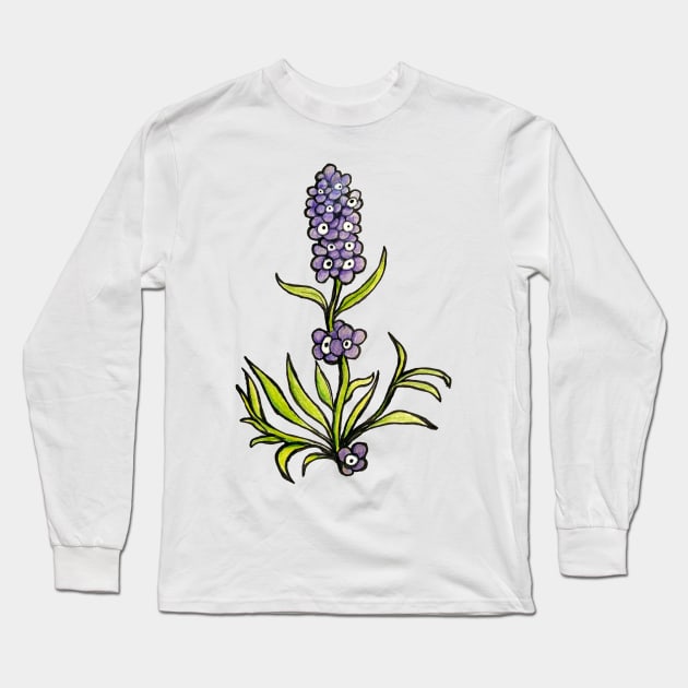 Lavender Eye Flowers Long Sleeve T-Shirt by jazmynmoon